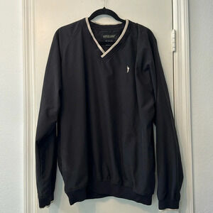 Black Austin Golf Tour Collection Pullover Windbreaker Sweater Size Large